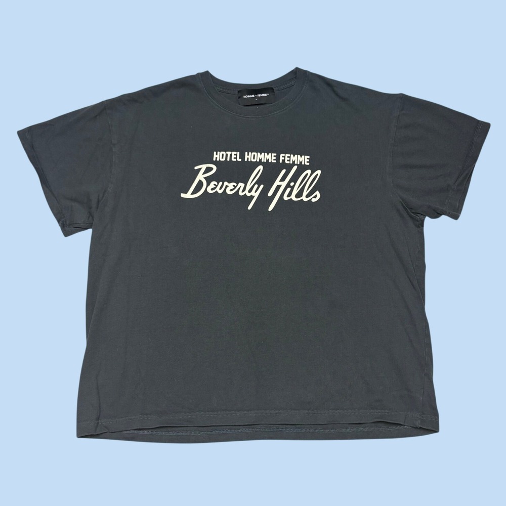 Homme Femme Beverly Hills Fake Love Graphic T-Shirt Gray Mens XL